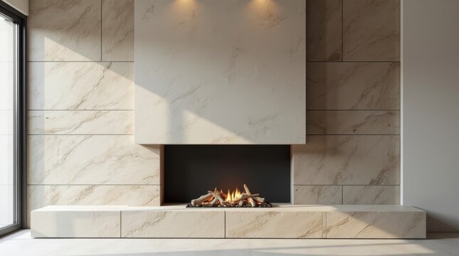 Pared de chimenea en construcci&oacute;n con piedra natural