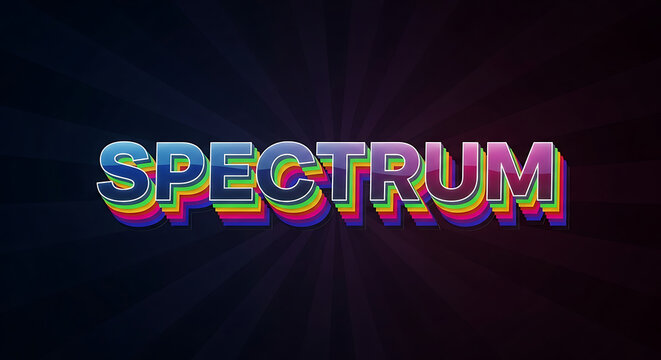 Retro Style 'SPECTRUM' Text with Rainbow Layers and Glitch Effect, Vibrant Vintage Design