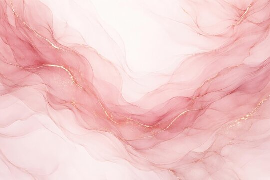 Soft Pink Fabric Draping with Golden Accents on White Background