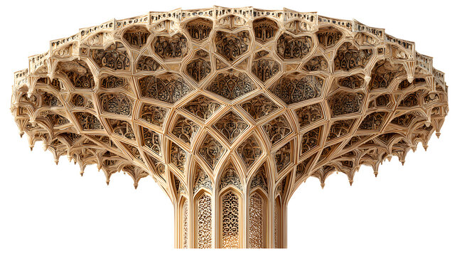 Intricate islamic muqarnas vault with honeycomb design with detailed ornate islamic middle eastern islamic art architecture ornamental geometric