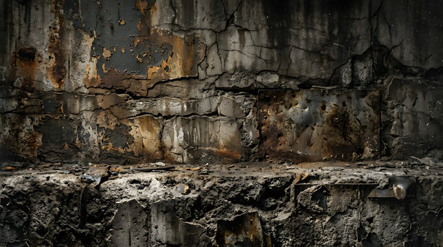 Dark Cracked Concrete Wall Texture Background
