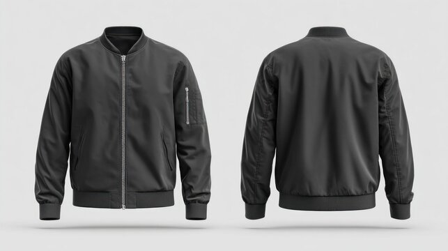 Bomber jacket mockup design template isolated