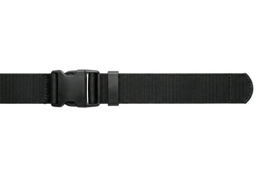 Black nylon tactical belt strap with plastic side release buckle