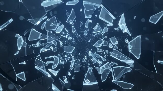 Glowing digital password field breaking into shards of glass