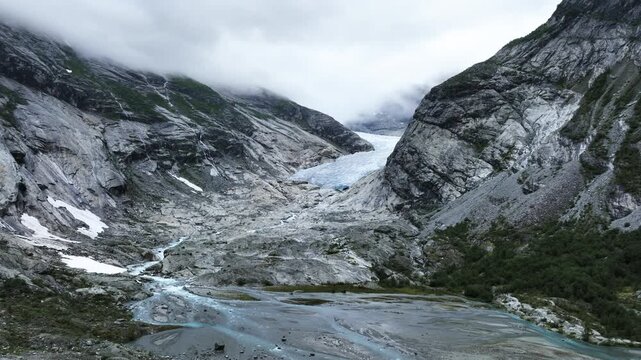 Aerial view of Nigardsbreen glacier, part of Jostedalsbreen in Norway