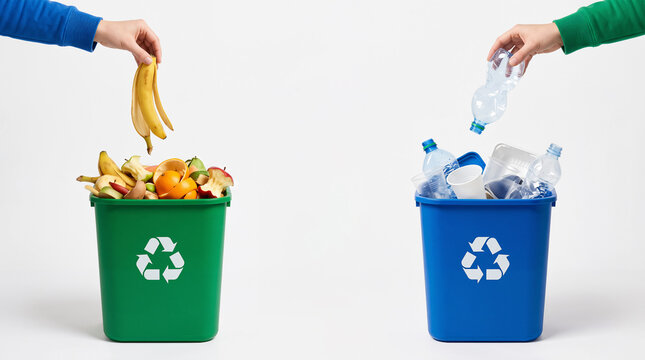 sorting waste into different bins