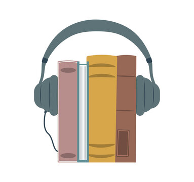 Book Sticker with Headphones: Audiobook Concept