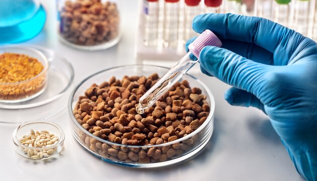 laboratory quality control testing of dry pet food samples