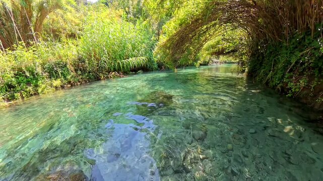 Crystal Clear Turquoise Water of Nera River at Mole di Narni Umbria Iregion taly