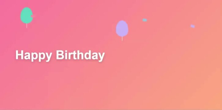 Happy Birthday animate Text with Balloons Confetti and Cake Celebration Background