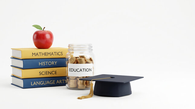 School planning finance back education book. Education student learning study graduation. back school, money saving budget cost investment