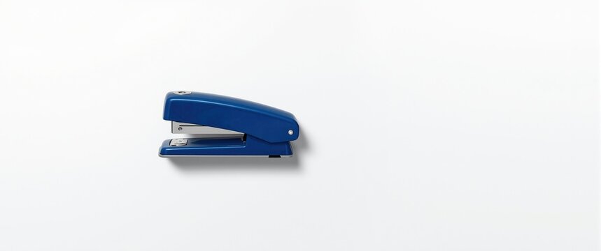 Blue Stapler Isolated on White Background with Minimalist Style