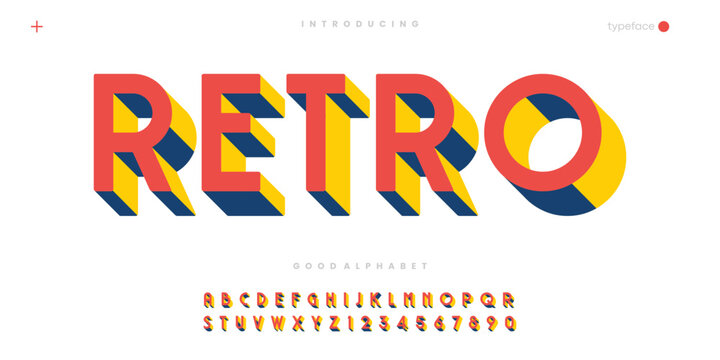 Retro futuristic minimalist display font design, alphabet, typeface, letters and numbers, typography.