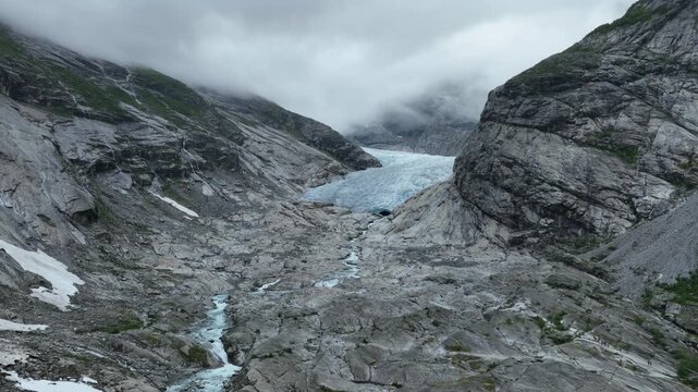 Aerial view of Nigardsbreen glacier, part of Jostedalsbreen in Norway