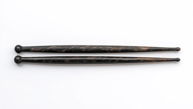 Drumsticks Isolated on White with Smooth Black Finish