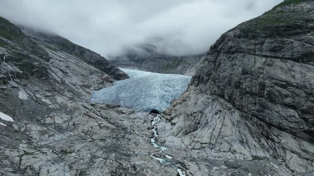 Aerial view of Nigardsbreen glacier, part of Jostedalsbreen in Norway