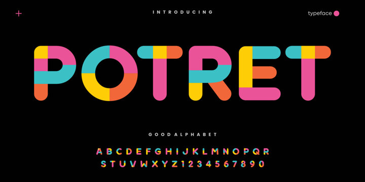 Potret abstract minimal modern alphabet fonts. Typography technology vector illustration