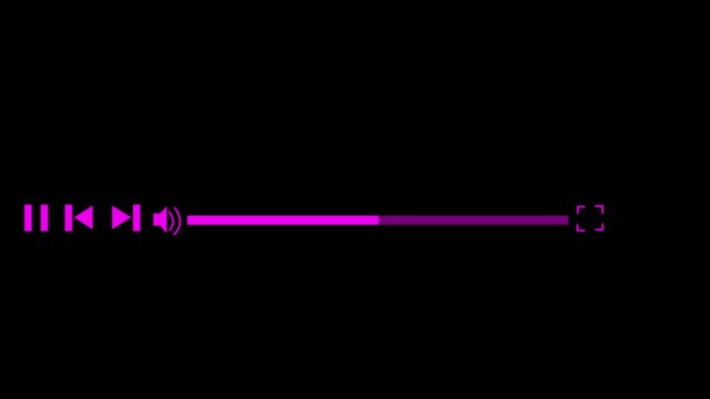 Media player template scroll bar button with audio reactor, Music timeline or video track player, Timeline bar moving as song media playing Animation. music player concept