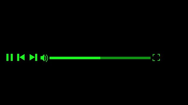 Media player template scroll bar button with audio reactor, Music timeline or video track player, Timeline bar moving as song media playing Animation. music player concept