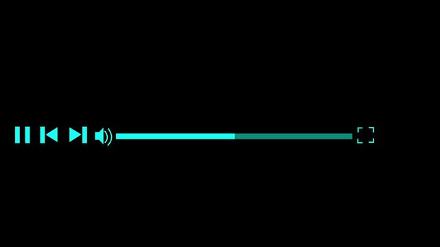 Media player template scroll bar button with audio reactor, Music timeline or video track player, Timeline bar moving as song media playing Animation. music player concept