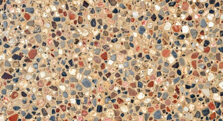 Fototapeta premium Textured Aggregate Surface with Colorful Pebbles in Natural Patterns