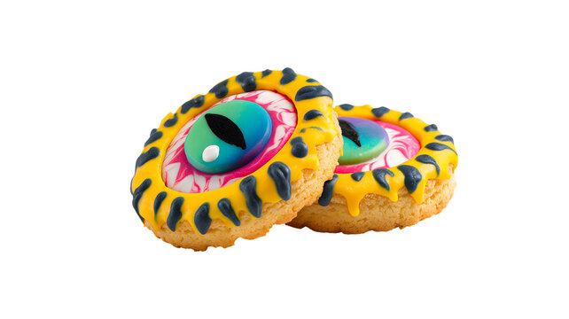 Halloween cookies shaped like monster eyes