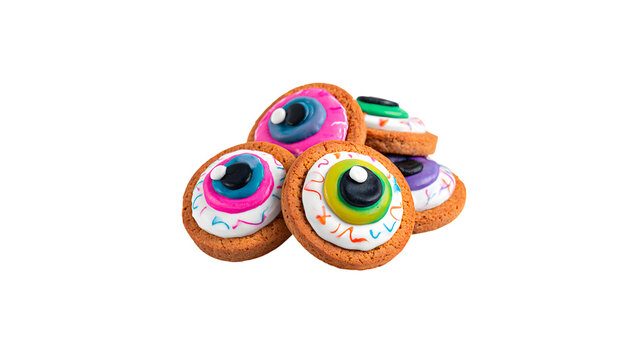 Assorted halloween eyeball cookies stack