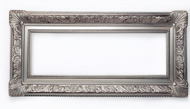 silver picture frames ornate vintage designs on white background