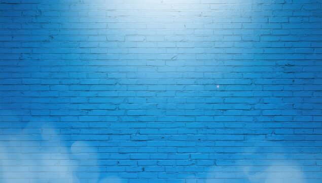 Blue Brick Wall with Soft Light and Gradual Texture