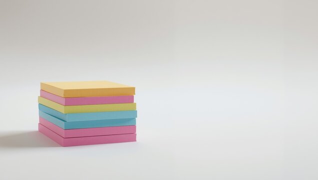Stack of Colorful Post-it Notes on a Light Background