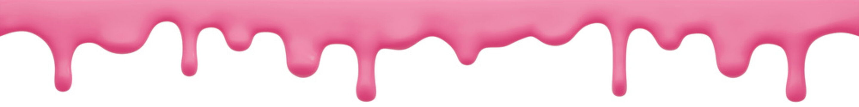 Pink liquid drip border isolated on transparent background