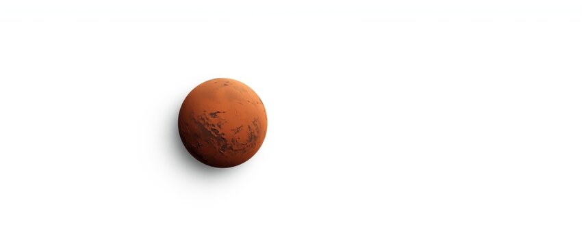 Mars Planet Isolated on White Background with Shadow