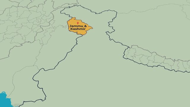 Jammu and Kashmir Map Animation Locator Zoom 4K Motion Graphic
