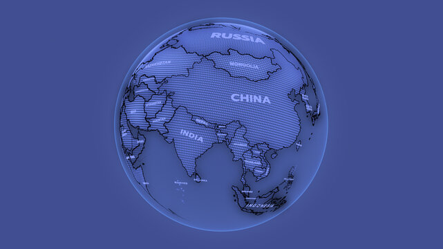 a world map of China, 3d rendering, world map, asia world map, russia, china,