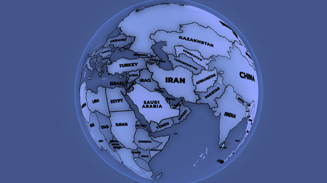 a would map of middle east and asia, 3d rendering, Illustration, middle east map, africa map, asia map, middle east countries