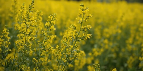 Obraz premium Yellow Wildflowers Blooming in a Field on a Sunny Day