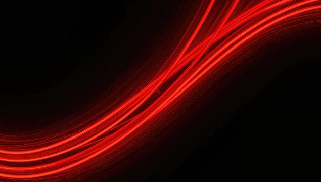Red Light Trails Creating Dynamic Curves on a Black Background