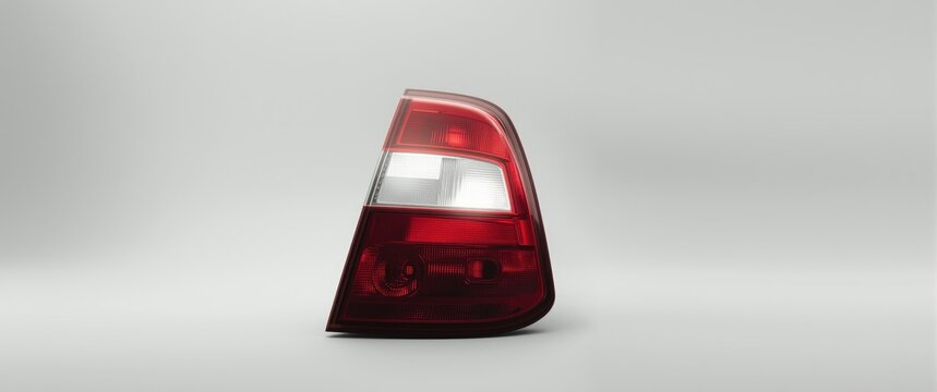 Car Tail Light on a Minimal Background in Red and White