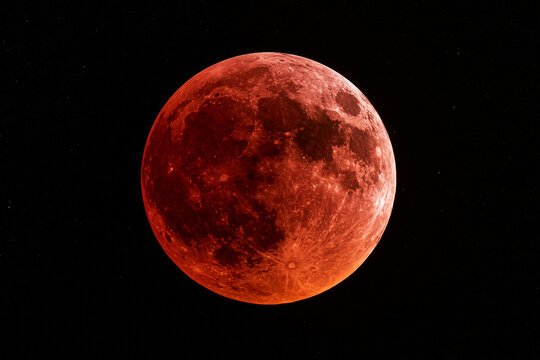 Stunning Blood Moon during a Total Lunar Eclipse in Dark Sky
