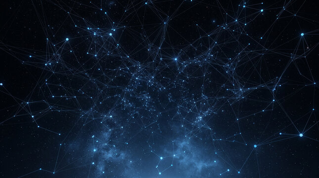 Futuristic digital network connection, glowing blue neural plexus background, abstract technology data structure with light particles isolated PNG with Transparent Background
