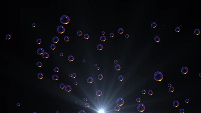 Flying Liquid Soap Foam Bubbles Explosion with Perfect Geometric Shapes, Random Floating Water Bubble Particles on Black Background and Transparent Alpha Channel, Slow Motion Motion Graphic Effect 4K