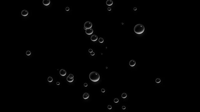 Abstract White Soap Foam Bubbles Floating with Random Motion on Transparent Alpha Channel, Water Bubble Spray Trail, Underwater Air Bubble Rise, Cosmetic Beauty Design Element, 4K