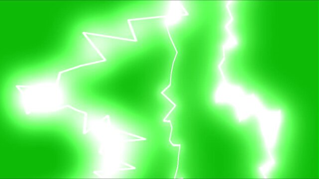 Footage of a thundercloud strike. Electric movement, with green screen background. Lightning flashes are suitable for transitions, intros, slides, highlights, content, cinematics, etc.