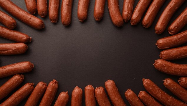 Vienna sausages overhead shot with smooth dark background and space for text