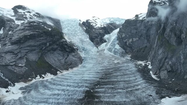 Aerial view of Austerdalsbreen glacier, part of Jostedalsbreen in Norway