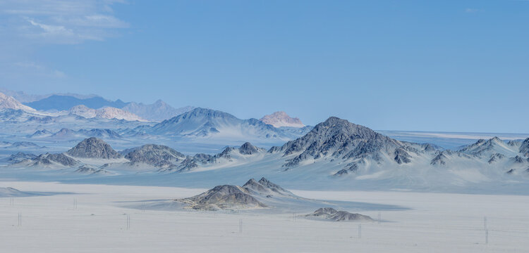 Aerial View Of Barren Mountain Range In Gobi Desert Plateau Landscape