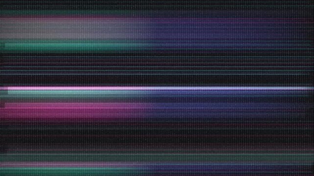 Digital glitch distortion screen effect with vibrant horizontal lines moving in abstract motion video animation clip