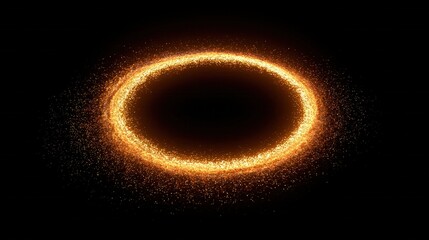 Naklejka premium Glowing golden particle ring symbolizing premium digital connection, innovation and next generation technology background
