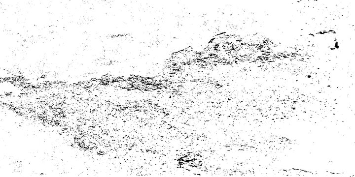 Distressed texture with rough edges and speckled pattern grunge. Glitch distorted grungy isolated layers. crack halftone dots. White background with scattered black scratches.