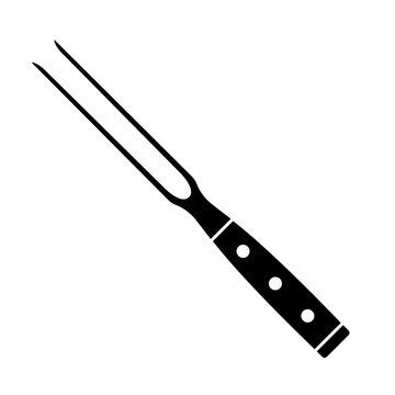 Carving Fork Silhouette Isolated on White Background